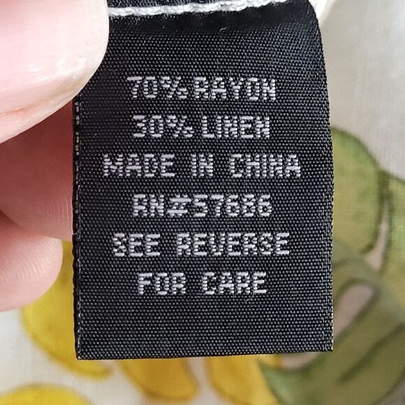 Vintage 80's Palazzo Pants M Tropical Print Linen High Waisted Wide Leg Beach - Picture 9 of 10